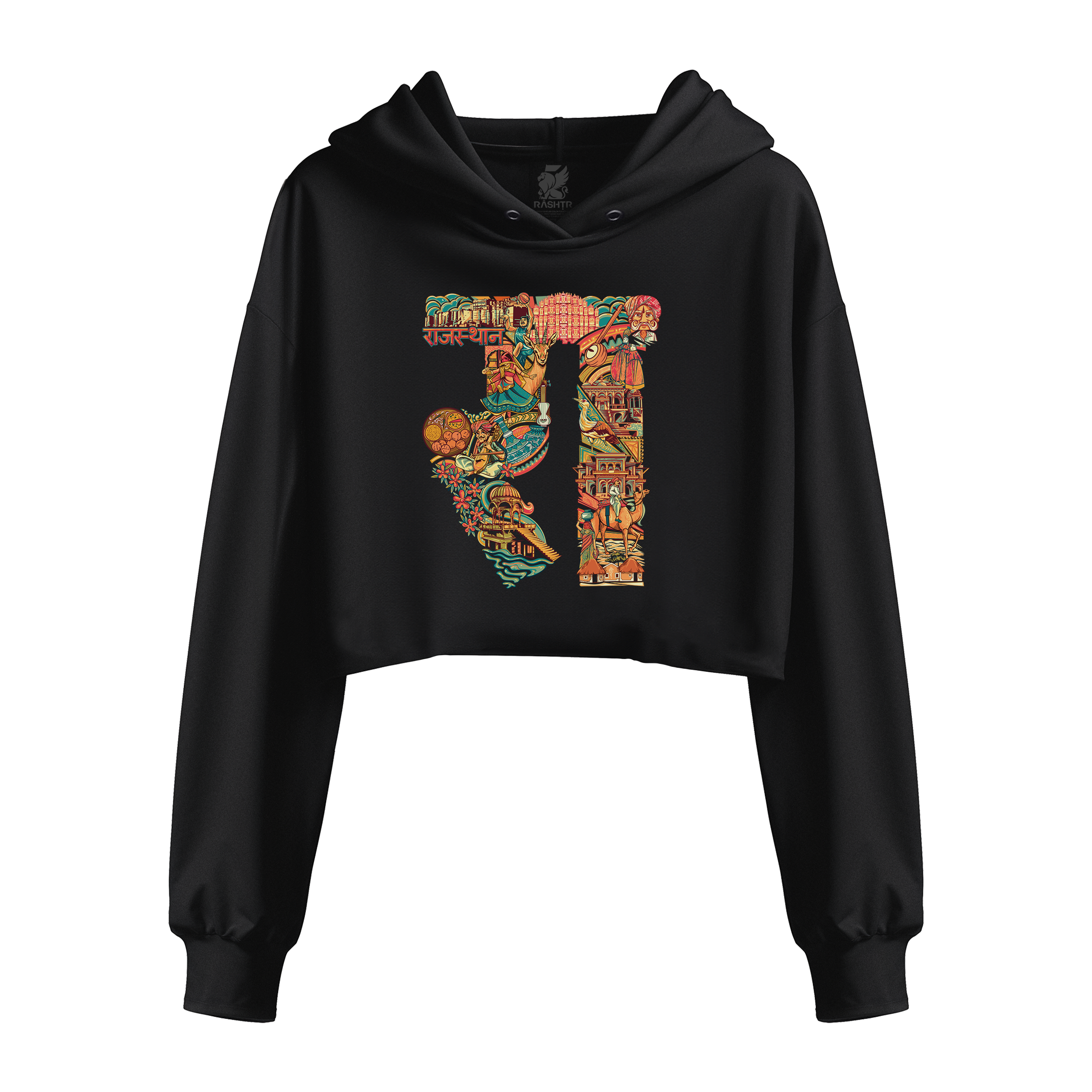 Rajasthan Text Design Women's Crop Hoodie