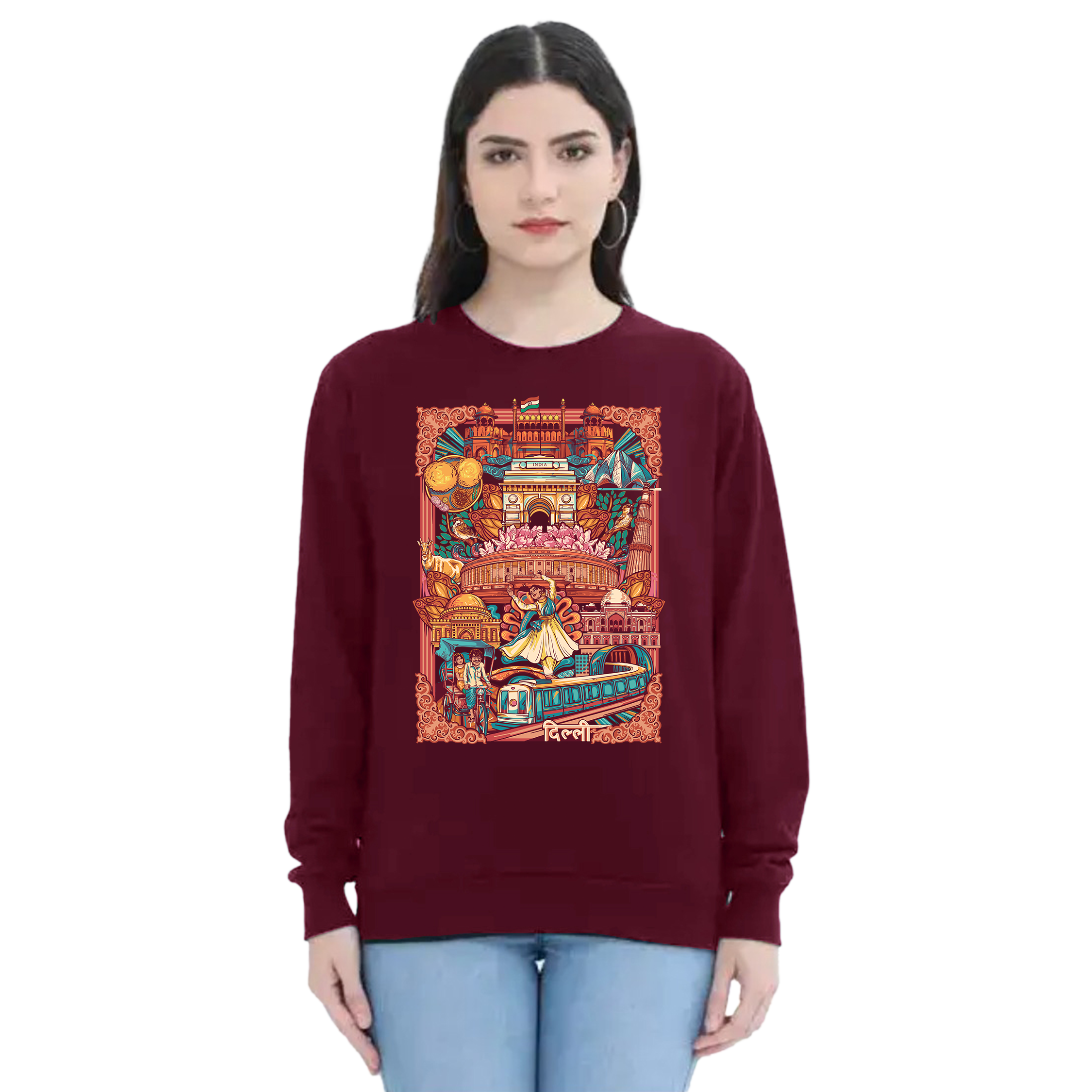 Delhi Frame Design Oversized Sweatshirt