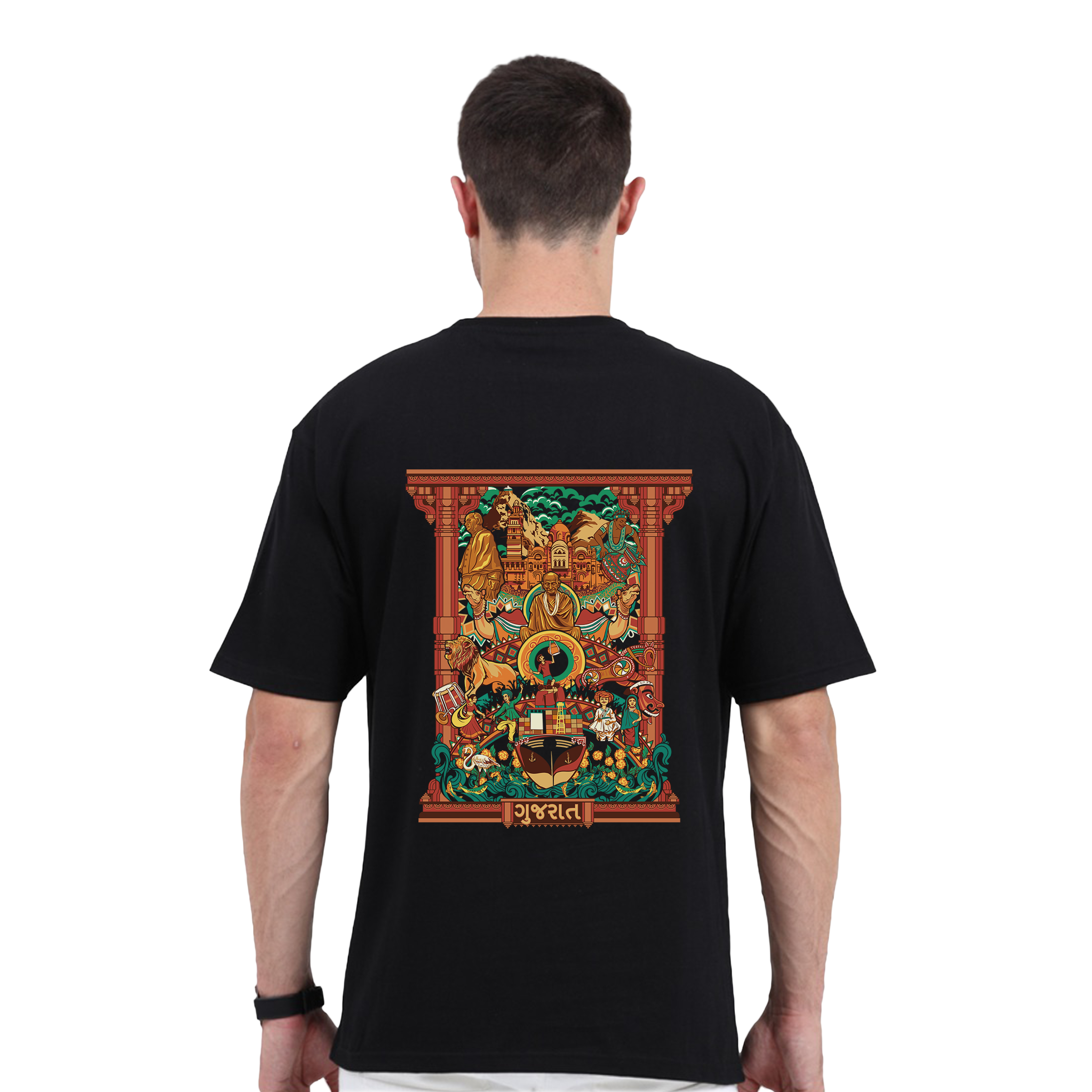 Gujarat Frame Design Oversized T-Shirt