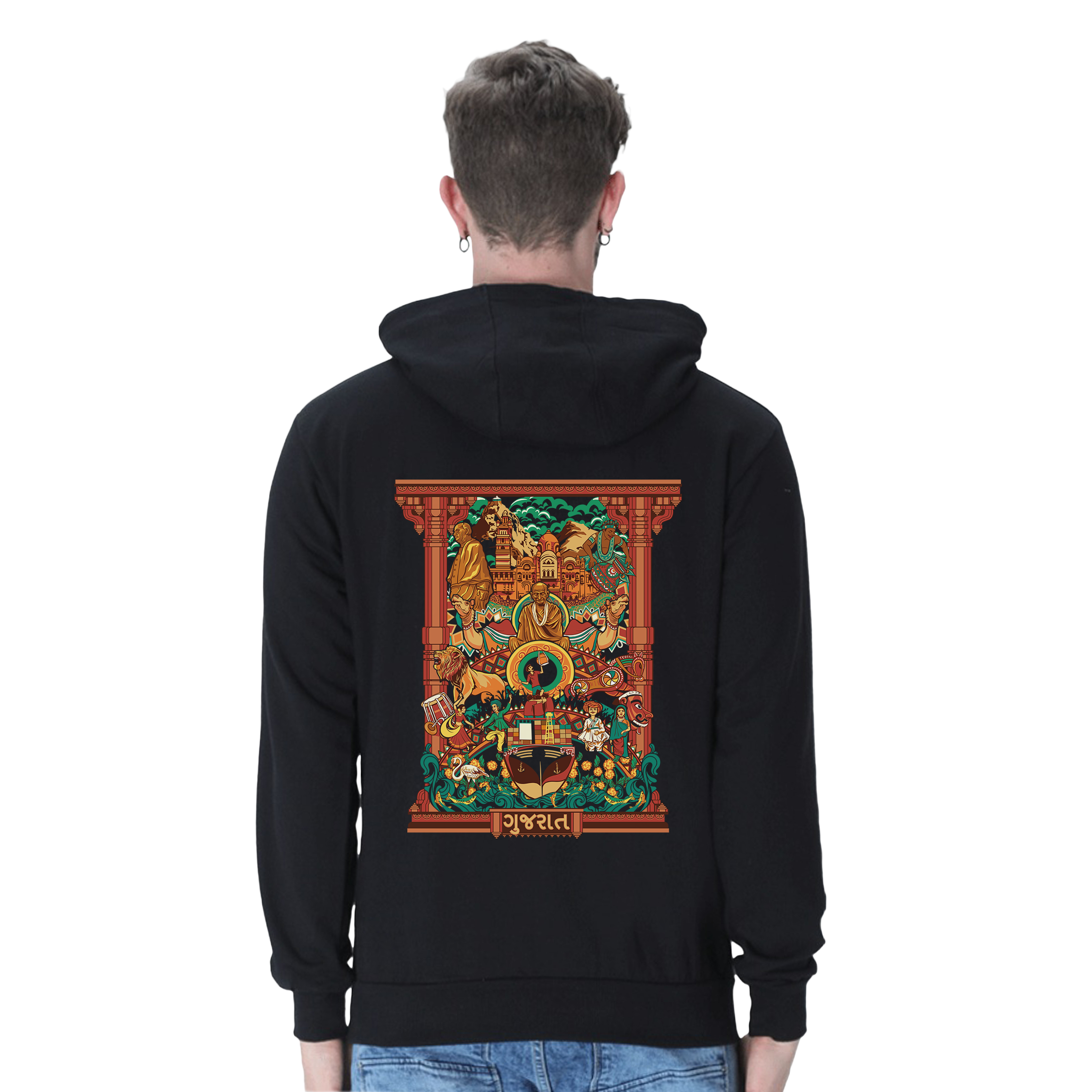 Gujarat Frame Design Oversized Hoodie