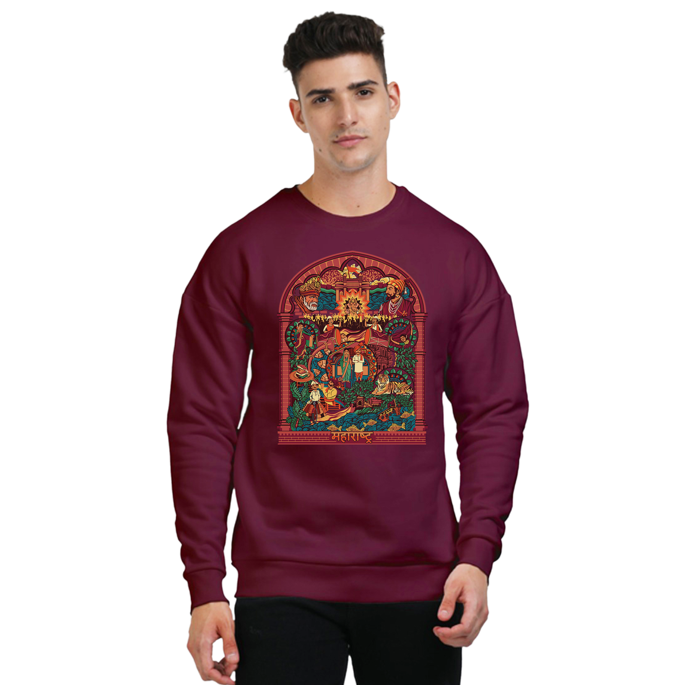 Maharashtra Frame Design Oversized Sweatshirt