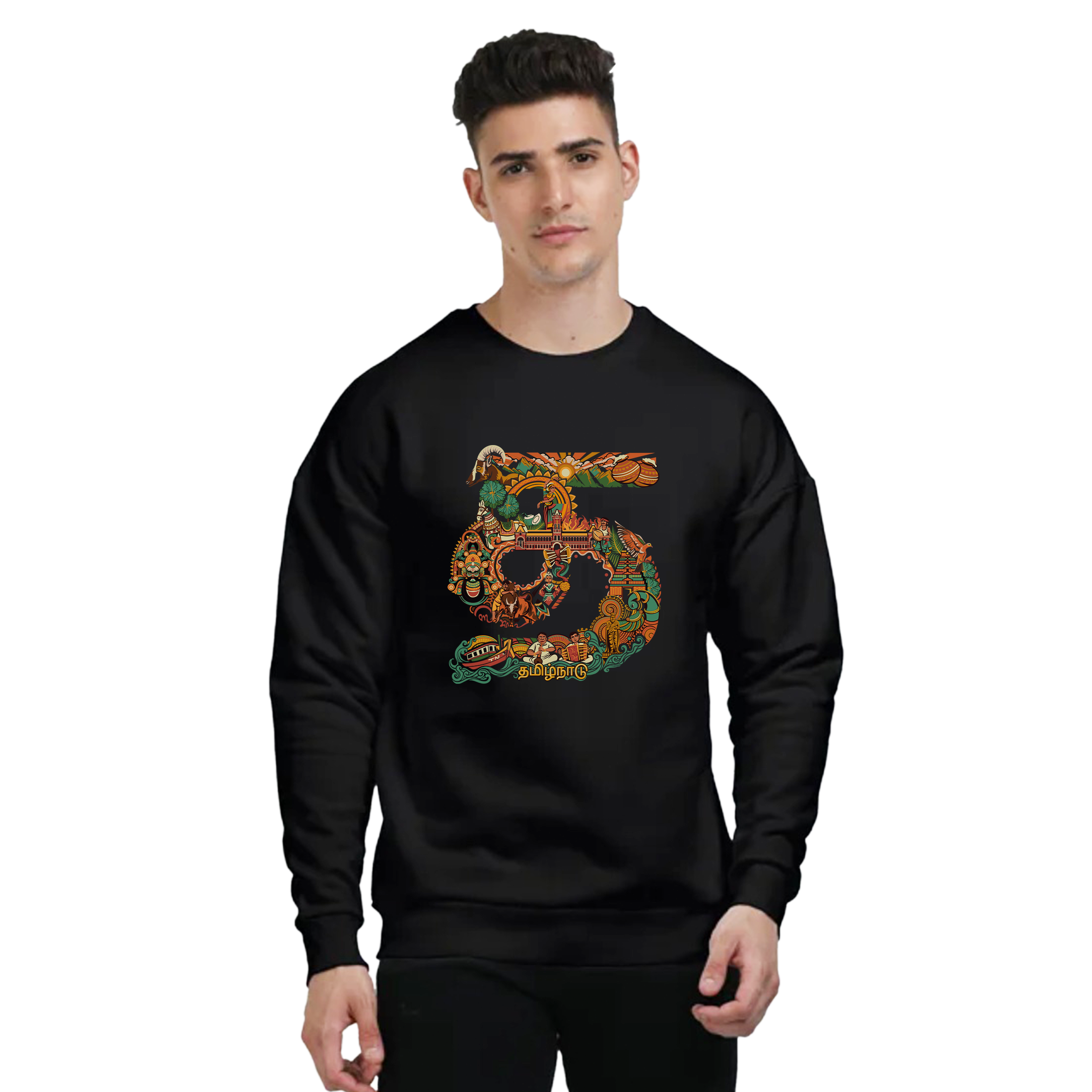 Tamil Nadu Text Design Oversized Sweatshirt