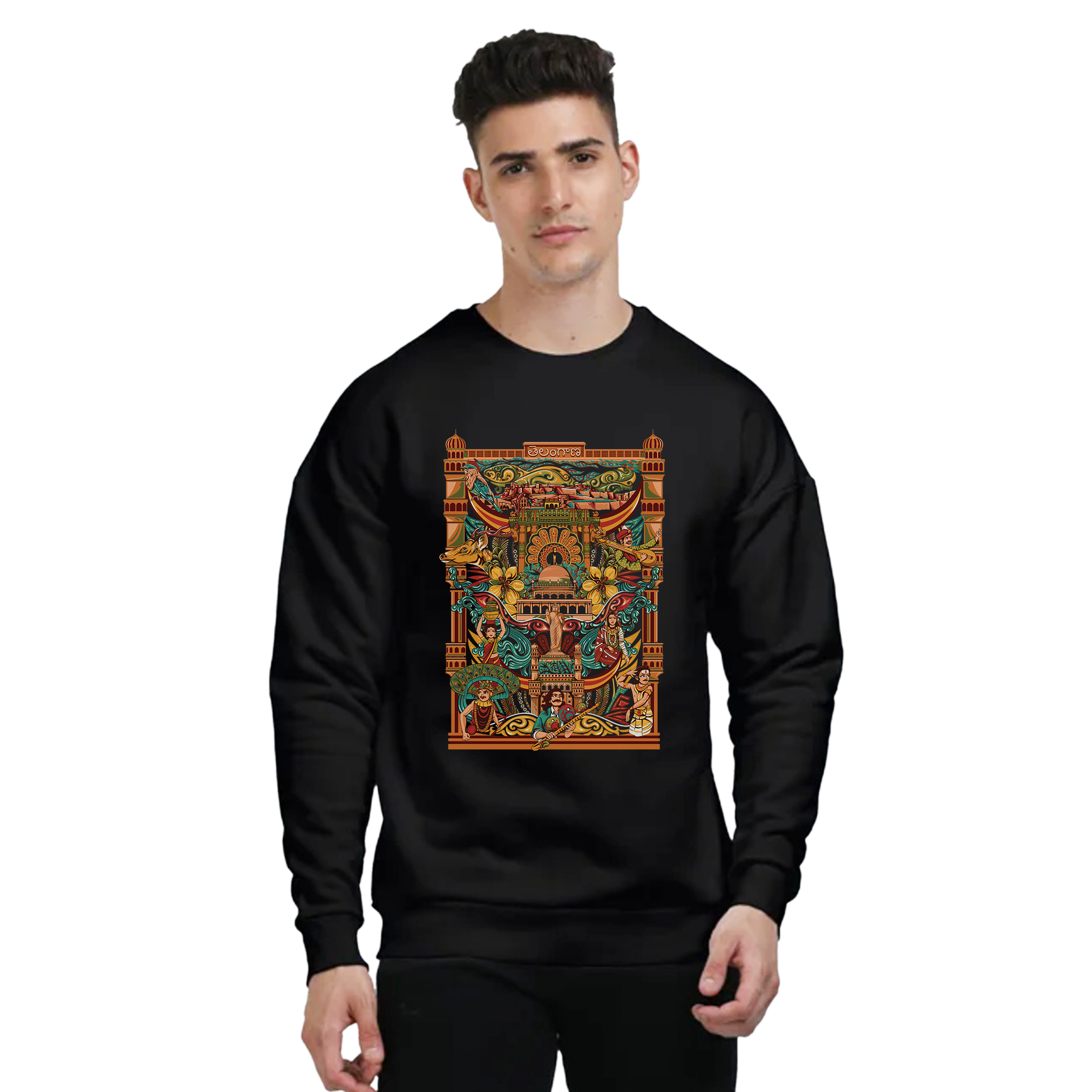 Telangana Frame Design Oversized Sweatshirt